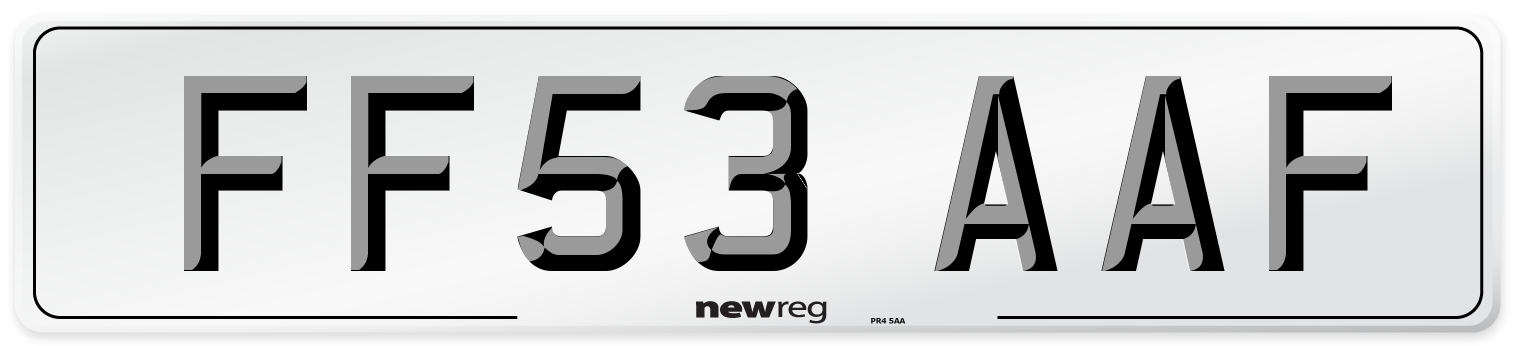 FF53 AAF Number Plate from New Reg